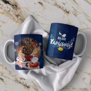 Personalized Photo Christmas Dark Blue Mug