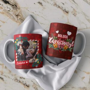 Personalized Photo Romantic Christmas Red Mug